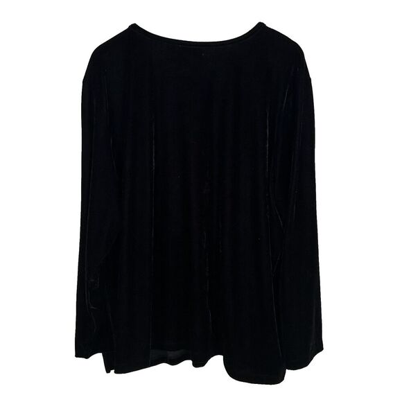 Quacker Factory Velvet Top Size 3x Sequin Neckline Black Shirt Holidays Classic - Picture 2 of 6